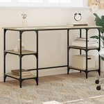 vidaXL Bureau chêne sonoma 140x50x75 cm métal et bois d'ingénierie