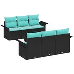 vidaXL Ensemble de canapé de jardin 7 Pièces Noir et turquoise