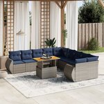 vidaXL Salon de jardin 11 Pièces avec coussins gris résine tressée