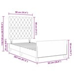 vidaXL Cadre de lit avec tête de lit Gris clair 90 x 200 cm Velours
