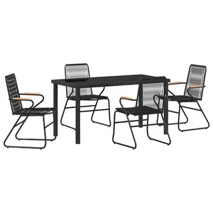 vidaXL Ensemble de salle à manger pour jardin 5 Pièces Noir Rattan PVC