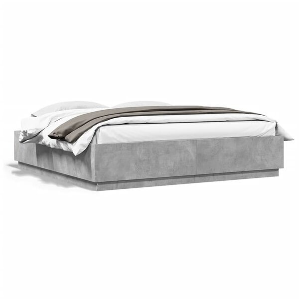 vidaXL Cadre de lit sans matelas gris béton 200x200 cm
