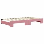 vidaXL Lit de jour avec gigogne et tiroirs rose 100x200 cm velours