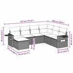 vidaXL Salon de jardin 7 Pièces avec coussins noir résine tressée