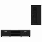 vidaXL Ensemble meuble TV avec tiroir FLORIN Noir Bois d'ingénierie