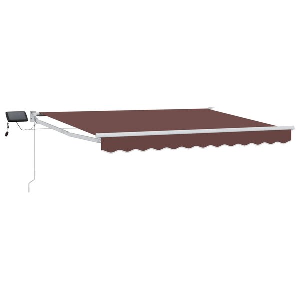 vidaXL Store rétractable manuel avec LEDs Marron et blanc 3 5 x 2 5 m