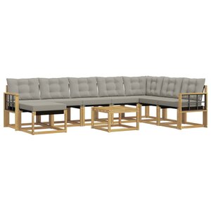 vidaXL Ensemble de canapés d'extérieur 9 Pièces Blanc et gris clair
