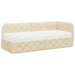 vidaXL Cadre de lit d'angle Crème 80 x 200 cm tissu
