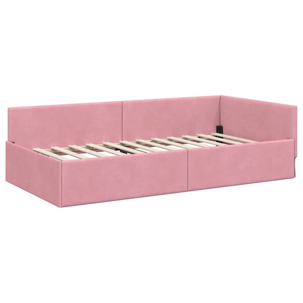 vidaXL Cadre de lit d'angle Autre avec tête de lit Rose 100 x 200 cm