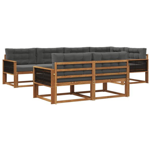 vidaXL Ensemble de canapés d'extérieur 7 Pièces Naturel et Anthracite