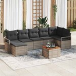 vidaXL Ensemble de canapé de jardin avec coussin 8 Pièces Gris Poly rotin