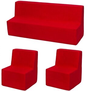 Ensemble de meubles chambre enfant: 2xfauteuil+canapé rouge