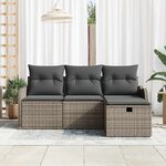 vidaXL Ensemble de canapé de jardin avec coussin 4 Pièces Gris polyrotin