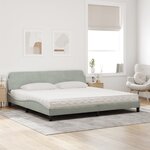 vidaXL Lit avec matelas Dover gris clair 200x200 cm velours