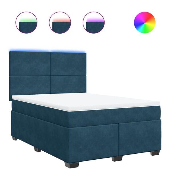 vidaXL Sommier à lattes de lit et matelas bleu 160x200 cm velours