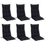 vidaXL Coussins de chaise à dossier haut lot de 6 motif carreaux noir