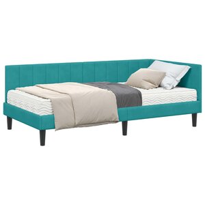 vidaXL Cadre de lit d'angle avec matelas 2 pc Turquoise 100 x 200 cm