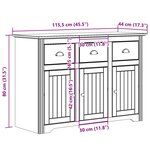 vidaXL Buffet BODO gris 115 5x44x80 cm bois massif de pin