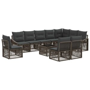 vidaXL Ensemble de canapé de jardin 11 Pièces Gris polyrotin