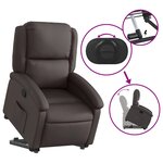 vidaXL Fauteuil inclinable marron foncé cuir véritable