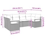 Ensemble de 6 Pièces de Canapé de Jardin avec Coussins Gris Poly Rattan