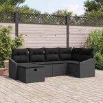 vidaXL Ensemble de canapé de jardin 6 Pièces Noir 55 x 62 x 69 cm