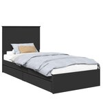 vidaXL Lit de Rangement avec tiroir Noir 90 x 190 cm Bois d'ingénierie