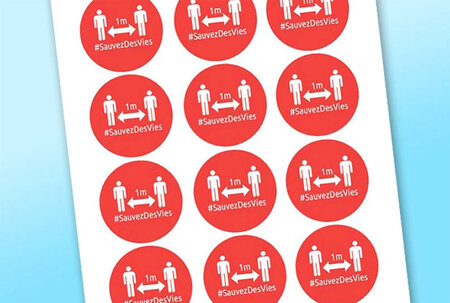 Badges ronds autocollants gestes barrières