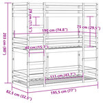 vidaXL Lit superposé triple sans matelas 75x190 cm bois de pin massif