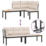 vidaXL Salon de jardin avec coussins 5 Pièces noir acier enduit de poudre
