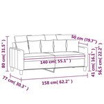 vidaXL Canapé à 2 places Crème 140 cm Velours