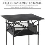 Table pliante table de camping table de jardin filet rangement + sac transport plateau alu. châssis métal époxy noir