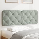 vidaXL Coussin de tête de lit gris clair 140 cm velours