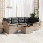 vidaXL Ensemble de canapé de jardin 7 Pièces Gris Poly rotin