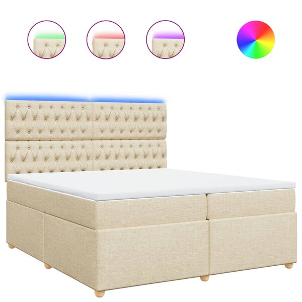 vidaXL Sommier à lattes de lit avec matelas Crème 200x200 cm Tissu