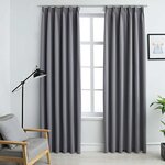 vidaXL Rideaux occultants avec crochets 2 Pièces Gris 140x175 cm