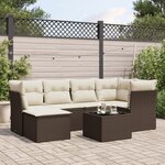 vidaXL Salon de jardin avec coussins 7 Pièces marron résine tressée