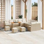 vidaXL Ensemble de canapé de jardin avec coussin 14 Pièces Beige  Crème