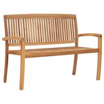 vidaXL Banc de jardin empilable et coussin 128 5cm Bois de teck massif