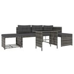 vidaXL Ensemble à manger de jardin 4Pièces coussins Gris Résine tressée