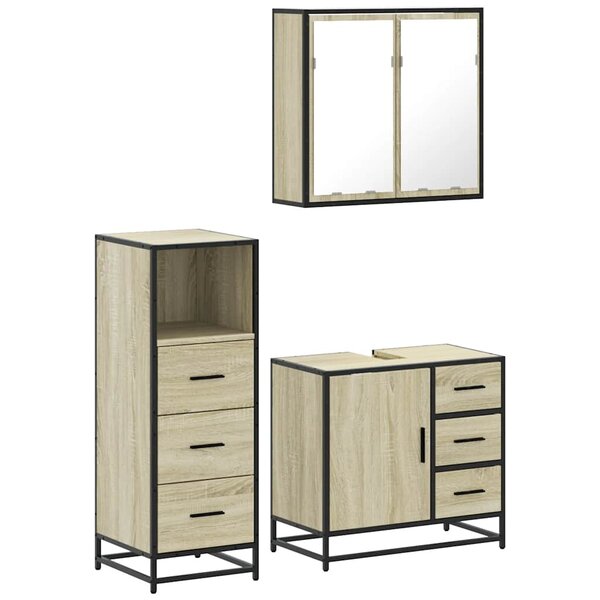 vidaXL Ensemble de meubles de salle de bain 3 Pièces chêne sonoma