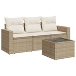 vidaXL Salon de jardin avec coussins 4 Pièces beige résine tressée
