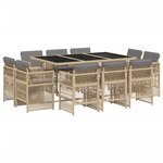 vidaXL Ensemble à manger de jardin et coussins 11 Pièces mélange beige