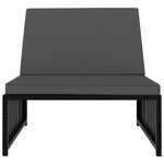 vidaXL Chaises longues 2 Pièces avec table Résine tressée Noir