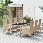 vidaXL Ensemble à manger de jardin et coussins 7 Pièces beige poly rotin