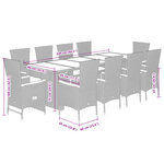 vidaXL Ensemble à manger de jardin 11Pièces avec coussins gris poly rotin