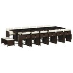 vidaXL Ensemble à manger de jardin et coussins 17 Pièces marron rotin