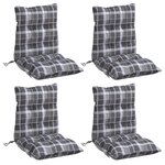 vidaXL Coussins de chaise à dossier bas lot de 4 motif à carreaux gris