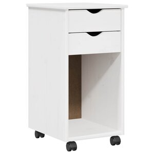 vidaXL Cabinet roulant Blanc 34 x 39 x 65 5 cm Pin massif