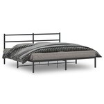 vidaXL Cadre de lit métal avec tête de lit noir 193x203 cm